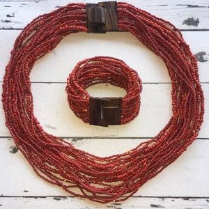 Beautiful Red Necklace & Bracelet Set